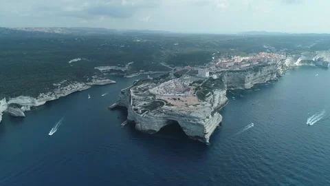 Aerial view of Bonifacio in september by drone 01 Stock Footage 230861853