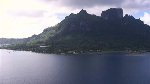 Aerial view Bora Bora Mt Otemanu French Polynesia Stock-Footage 80170281