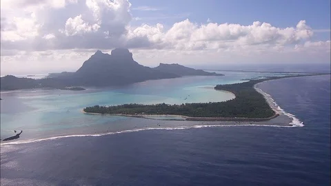 Aerial view Bora Bora Pacific Ocean French Polynesia Stock-Footage 80170258
