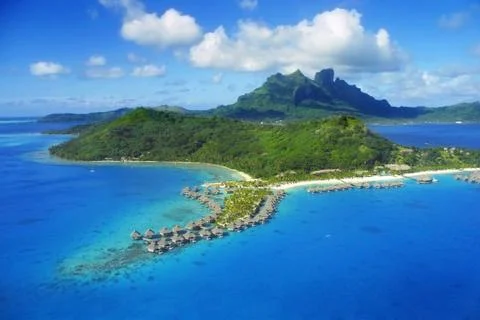 Aerial view of Bora Bora Stock Photos