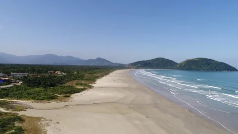Aerial View of Boraceia Beach, Sao Paulo, Brazil Stock Footage