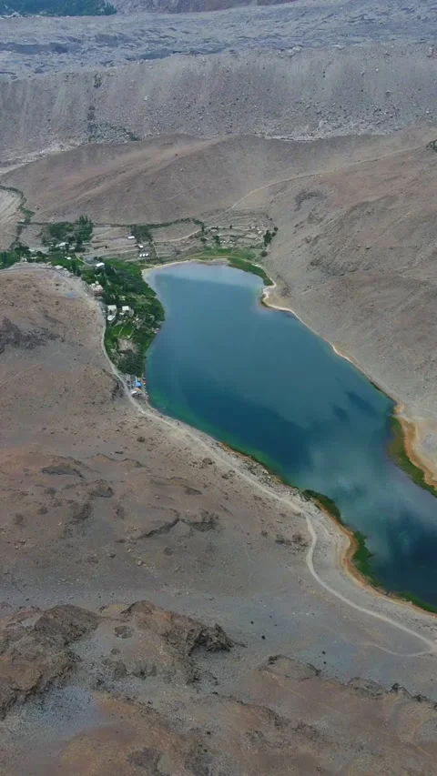 Aerial view of Borith Lake in Gilgit Baltistan, Pakistan. Video stock 325185487
