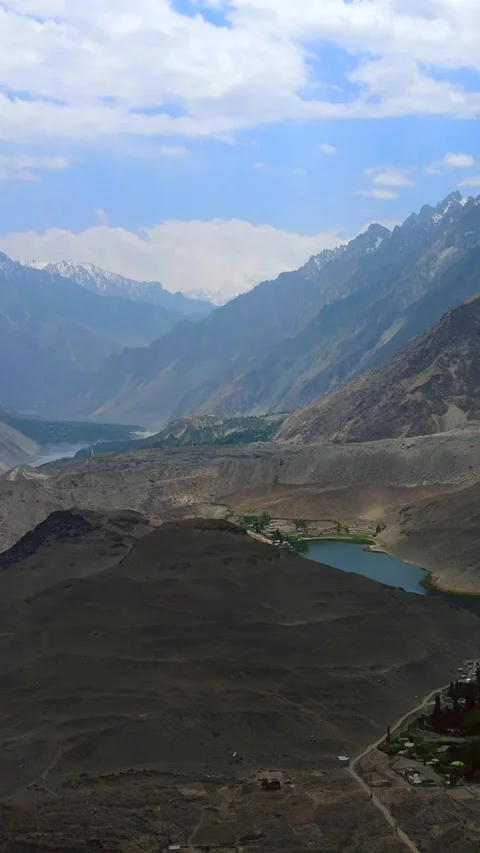 Aerial view of Borith Lake in Gilgit Baltistan, Pakistan. Video stock 325185668