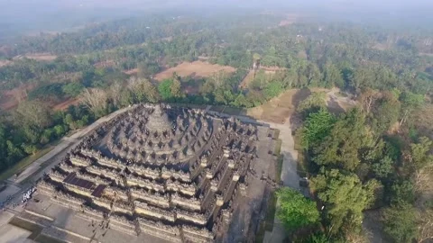 Aerial view Borobudur  Stock Footage 221661664
