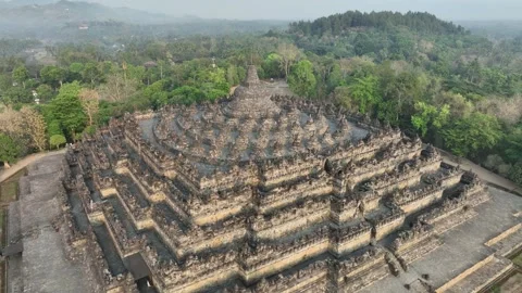 Aerial view of Borobudur Temple Compounds in indonesia Video stock 267537697