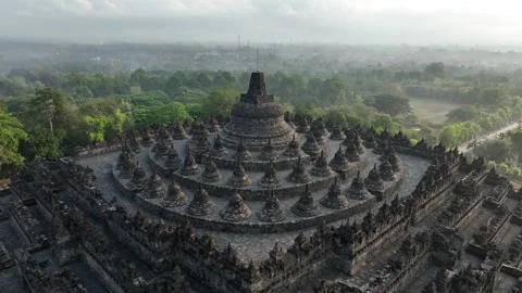 Aerial view of Borobudur Temple Compounds in indonesia Stock Footage 267538908