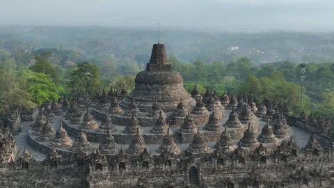 Aerial view of Borobudur Temple Compounds in indonesia Stock Footage 267539209