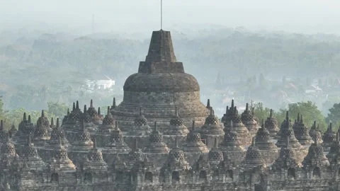 Aerial view of Borobudur Temple Compounds in indonesia Stock Footage 267539672