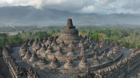 Aerial view of Borobudur Temple Compounds in indonesia Stock Footage 267541014