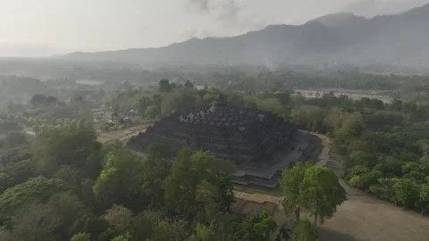 Aerial view of Borobudur Temple Compounds in indonesia Stock Footage 267541473