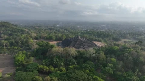 Aerial view of Borobudur Temple Compounds in indonesia Stock Footage 267541905