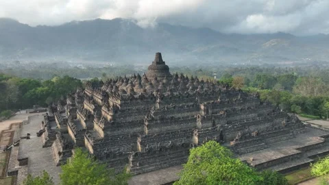 Aerial view of Borobudur Temple Compounds in indonesia Stock Footage 267546363