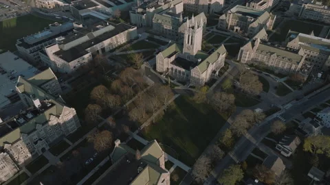 Aerial view of Boston College on a spring day Stock Footage 335149378