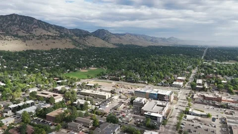 Aerial view of Boulder and the Flatirons, United States. Stock Footage 340616412