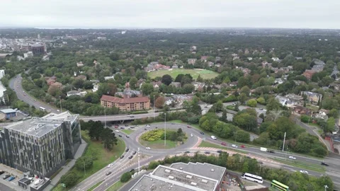 Aerial view of Bournemouth train station, 26th Sept 2026, 3pm , Dorset Stock Footage 345932500