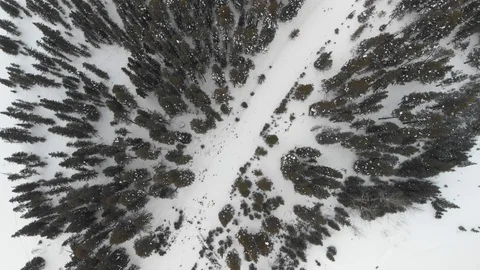 Aerial View of Bow Lake's Landscape in Winter Stock Footage 87198628