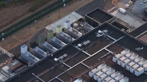 Aerial view bracknell datacenter facility supporting cloud computing Stock Footage 348335272