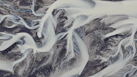 Aerial view of braided glacial river system in Iceland. Stock Footage 340281665
