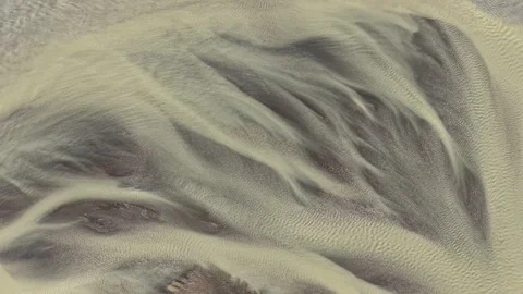 Aerial view of braided glacial river patterns, Iceland. Stock Footage 340282192