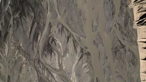 Aerial view of braided river channels in Spiti Valley, India. Stock Footage 340186702