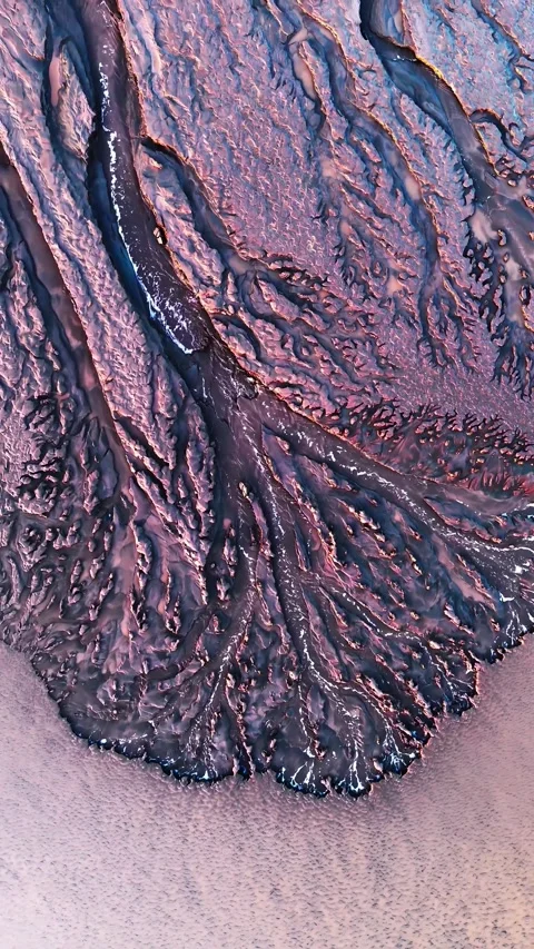Aerial View of a Braided River Delta in a Colorful Desert Landscape China Stock Footage 339638682
