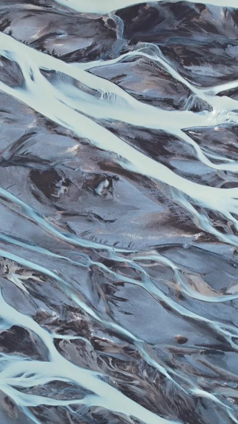 Aerial view of braided river system. Video stock 335734938
