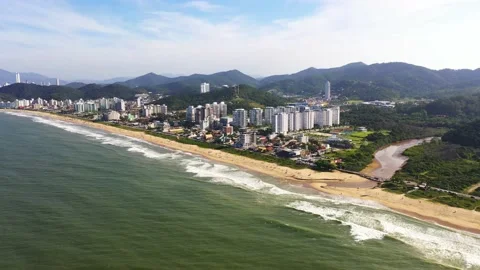 Aerial view of Brava beach during the summer, Santa Catarina, Brazil. Stock Footage 152477350