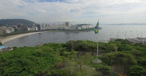 Aerial View Of The Brazilian Flag In Bot Stock Video Pond5
