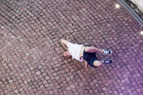 Aerial view of breakdancing Stock Photos