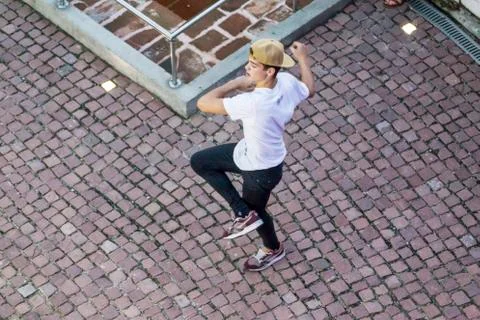 Aerial view of breakdancing Stock Photos