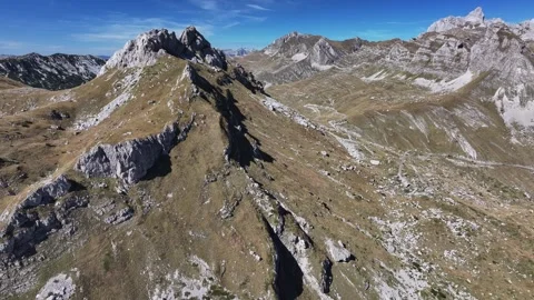 Aerial view of the breathtaking mountains of Durmitor National Park, Montenegro Stock Footage 287765053