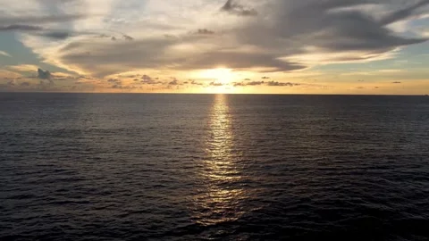 Aerial View of Breathtaking Sunset Over Ocean Stock Footage 337723398