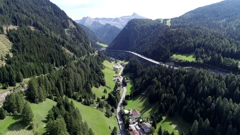 Aerial view of Brenner Pass 4k Stock Footage 111032539