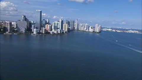 Aerial view Brickell Key condominium resort Miami Florida 動画素材 80171279