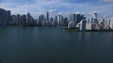 Aerial view of Brickell Key condominiums Miami Florida Stock-Footage 80171231