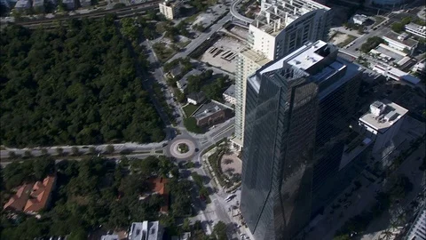 Aerial view of Brickell Key condominiums Miami Florida Stock-Footage 80171269