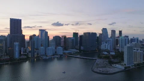 Aerial view of Brickell skyline in Miami, United States. Stock Footage 342479527