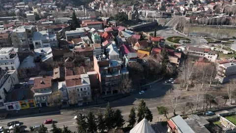 Aerial view of Bricks Hotel in Avlabari district 스톡 동영상 235923756