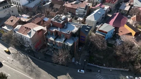 Aerial view of Bricks Hotel in Avlabari district 스톡 동영상 235924840