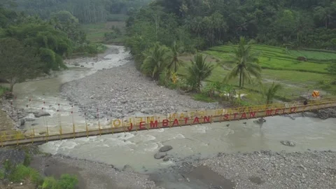 Aerial view of a bridge that almost collapsed Stock Footage 303794127