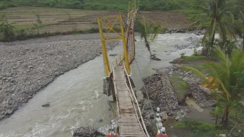 Aerial view of a bridge that almost collapsed Stock Footage 303794128