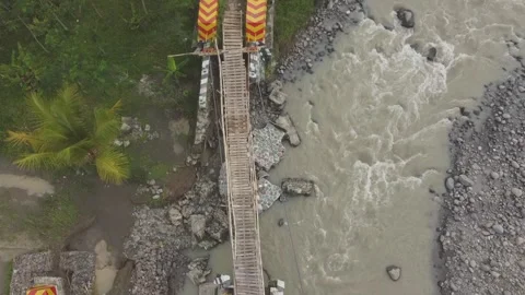 Aerial view of a bridge that almost collapsed 스톡 동영상 303794175