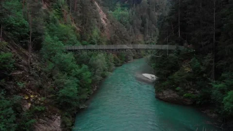 Aerial view of a bridge in the Alps. Stock Footage 133736308