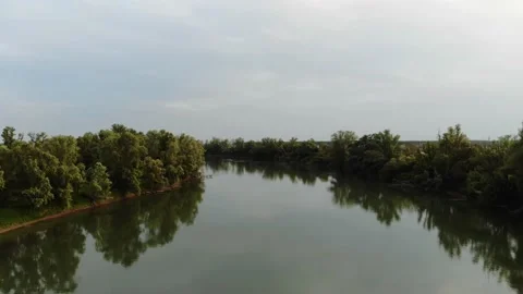 Aerial view of a bridge and river in Veneto (Italy). Stock Footage 154650331