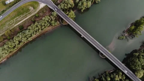 Aerial view of a bridge and river in Veneto (Italy). Stock Footage 154650593