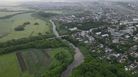 Aerial view of the bridge and river Stock Footage 202230087