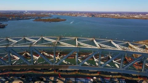 Aerial View Bridge Construction 4K Stock Footage 69744037