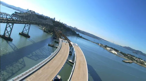 Aerial View of Bridge Construction 스톡 동영상 653112