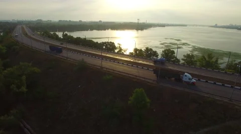 Aerial view of the bridge Stock Footage 66525799