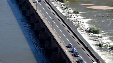 Aerial view of the bridge Stock Footage 76802829